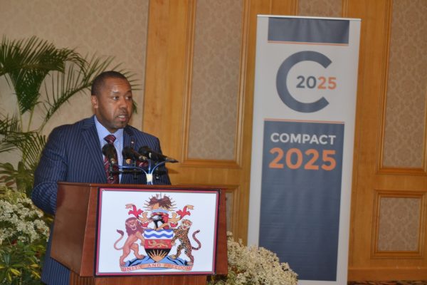Vice President Saulos Chilima at the Compact 2025 roundtable discussion at BICC on Thursady.(C) Abel Ikiloni mana.