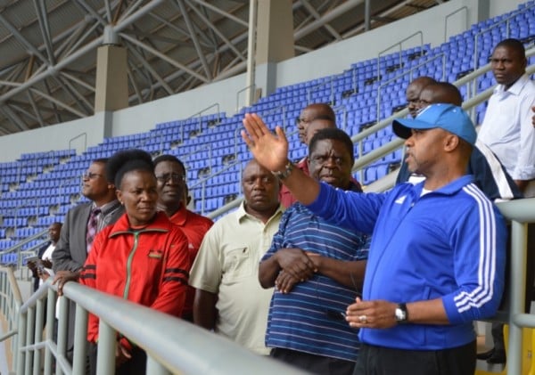 Vice President of Malawi Dr.Saulos Chilima is being briefed at the  Stadium (C) Stanley Makuti - Mana