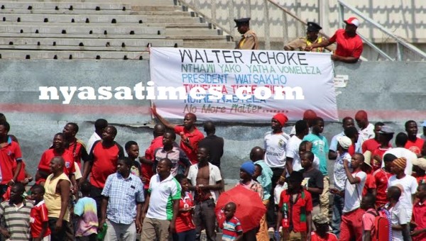 Walter achoke! achoke! banner displayed at Kamuzu Stadium