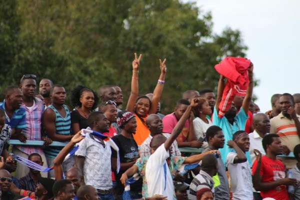 Wanderers supporter  Ruth Kayamba flashes victory sign