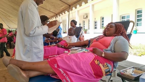 Women donating blood