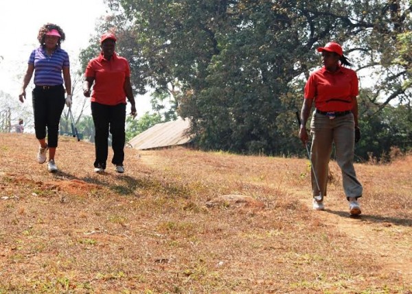 Women golfers walk about the Zomba course....Photo Jeromy Kadewere