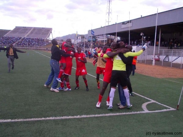 Red Lions: Beat Mighty Wanderers… and  celebrate.-Photo by Jeromy Kadewere/Nyasa Times