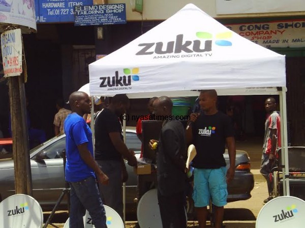 Zuku agents promoting their products along Chilambula Road in Lilongwe