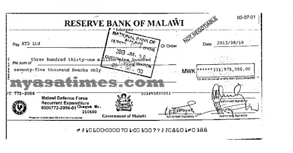 Cashgate cheque to HTD