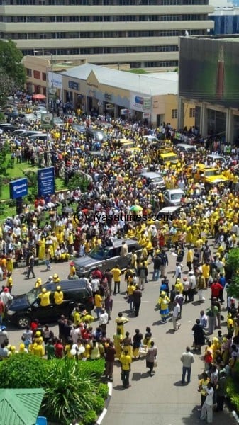 Aerial view of UDF supporters in Blantyre