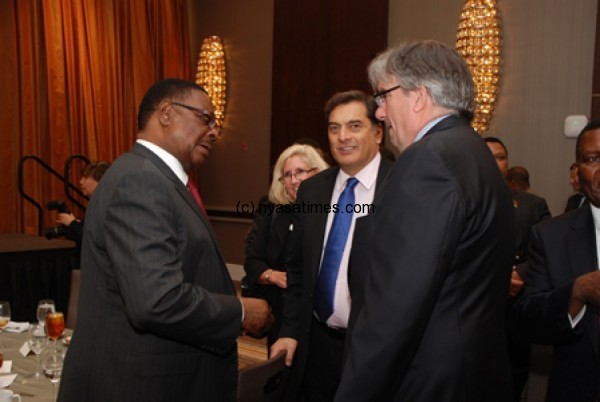 President Peter Mutharika talks to potential investors to Malawi in New York on Friday - Pic by Govati Nyirenda