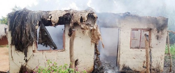 House razed downover witchcrat claims in Ntcheu. Photo credit- Times.mw