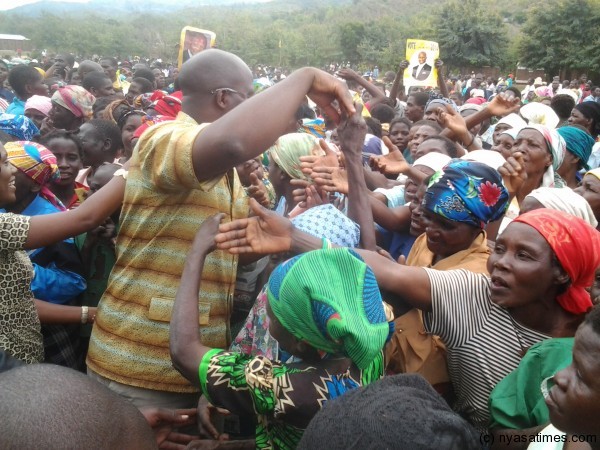 Atupele with supporters in Nsanje