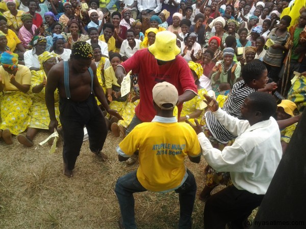 UDF supporters dance at Dzaone during Atupele's arally