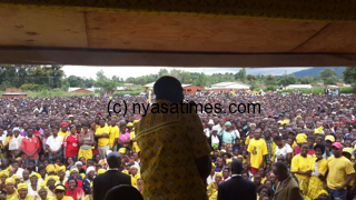 Atupele addressing crowds in Songani, Zomba