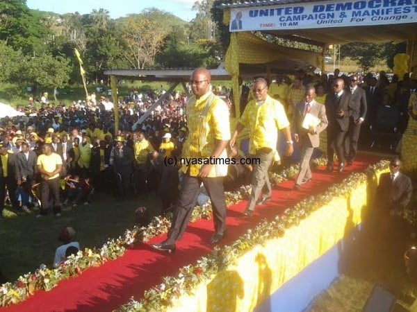 UDF catwalk: Atupele leads UDF leaders to launch manifesto.