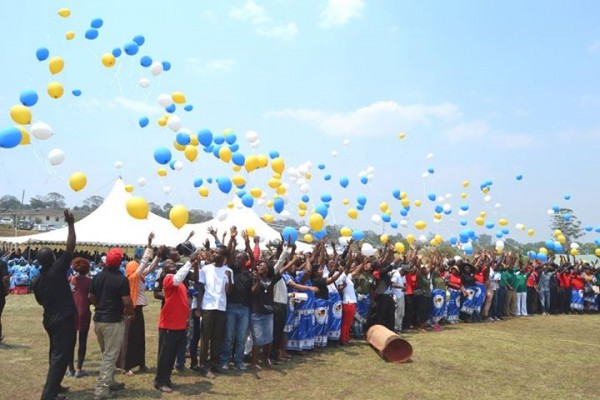 Students fly baloons in the air during the jubilee Pic-Francis Mphweya