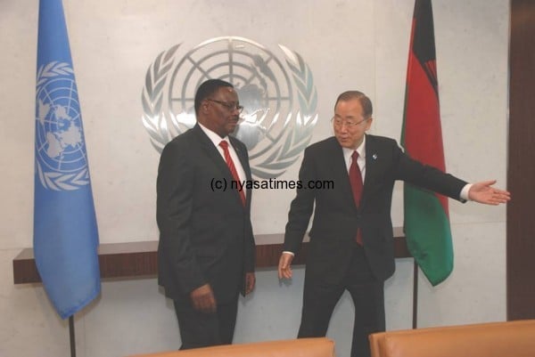 Malawi President Mutharika on Thursday met United Nations (UN) Secretary General Ban-Ki-Moon at the UN Headquarters.