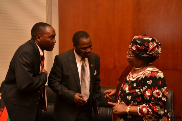 JB Confers with  Thomas Bisika of the National Aids Commission and Rev Mc Donald Sembereka Adviser on NGOs 