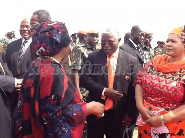 President Banda greeting Brown Mpinganjira and Mrs Ireen Chikuni