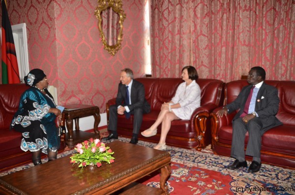 Talks: President Banda with the Tony Blair and his wife.