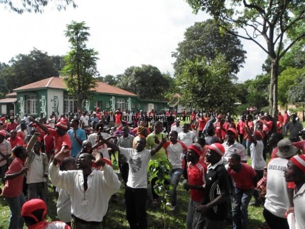 Part of the supporters who swarmed Bullets clubhouse to vote- Pic Lucky Mkandawire
