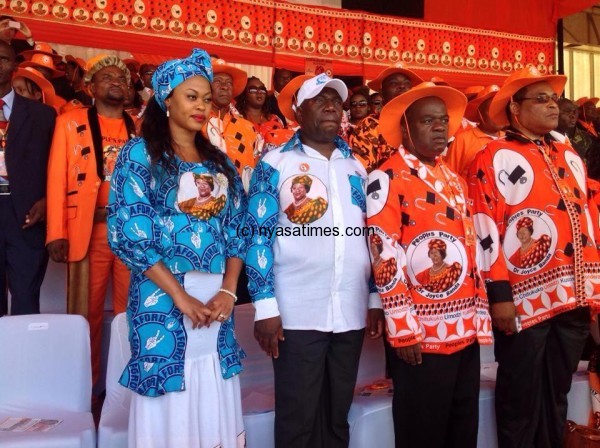 News value: Aford's leader Enock Chihana and his wife Tadala jin support of President Joyce Banda