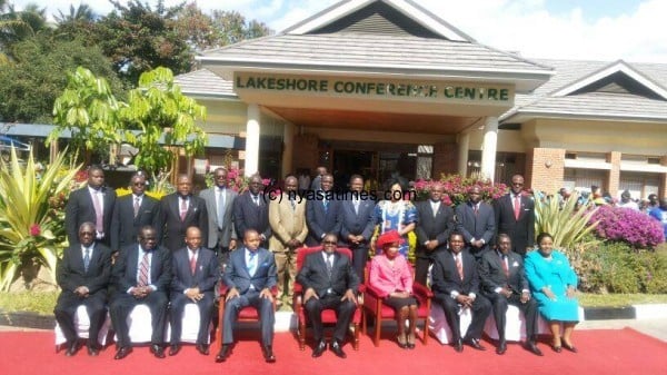 Mutharika and his cabinet; Only Chimbekeza dropped