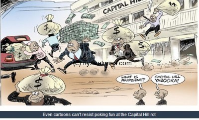 Cartoonist's impression of the looting. Photo Credit: Nation Publications Limited