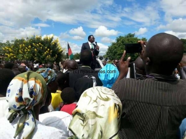 Chakwera addressing supporters in Dedza