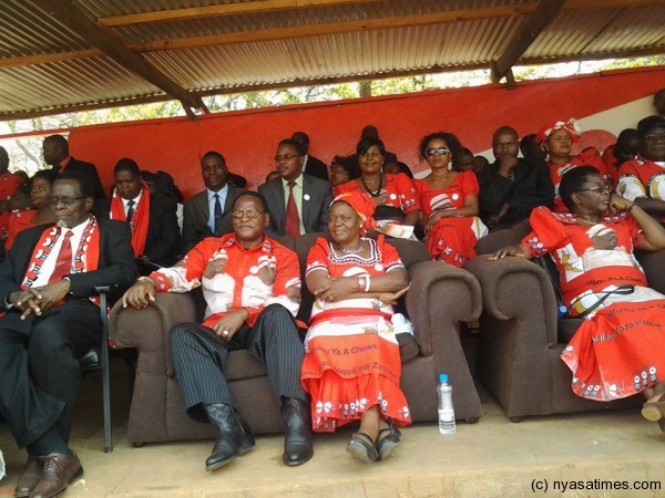 Malawi opposiiton leader Lazarous Chakwera , his wife  witnessing the Kulamba ceremony of the Chewa people last year in the event's cloth