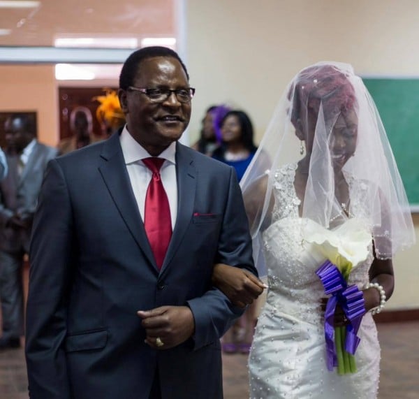 Chakwera  proudly walking his last daughter down the aisle 