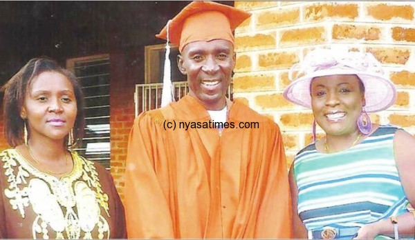 Pastor Chancy Gondwe graduates: Pictured with sister and family friend