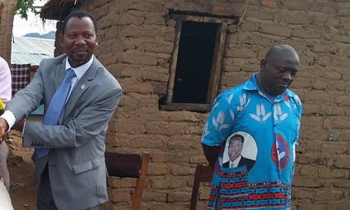 Charles Mhango(left) is campaigning for DPP in Rumphi Central