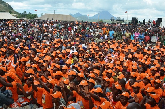 Crowds of PP supporters at the Presidential rally, Makheta in Blantyre