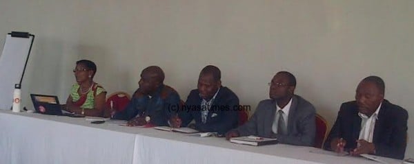 CSOs leaders addressing a news conference in Lilongwe, demanding BEAM, Mulakho and NIB to refudn NAC funds