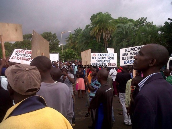 Protests in Blantyre with placards