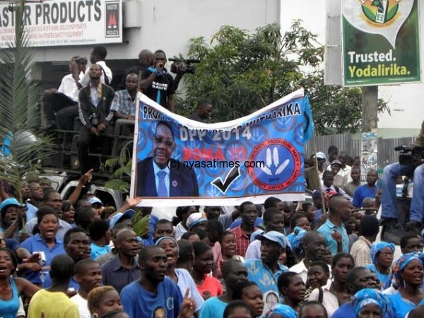 DPP supporters escorted Mutharika and Chilima