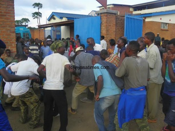 Eagles supporters in jubilation outside Nankhaka ground .-Photo by Mabvuto Kambuwe, Nyasa Times