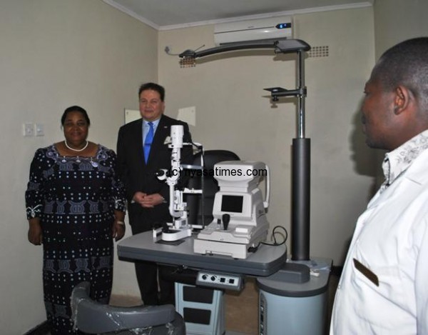ean Kalilani (L) appreciating the eye surgery equipment.- Pic by Andrew Mkonda,