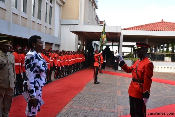 Miss Cassandra Mbuyane Makone, South African High Commisioner inspecting the guard of honour.