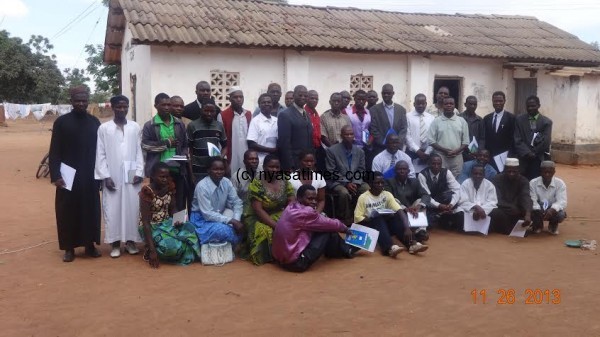 Christian and Muslim leaders at s sensitisation meeting the Population Weekend at T/A Mwase in Kasungu district