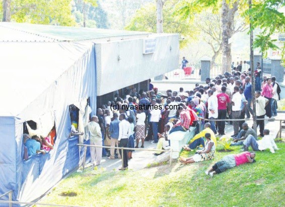 Passport seekers at Immigration Department in Blantyre