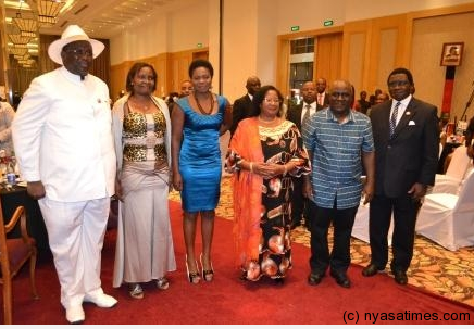 President Banda and her Vice Khumbo Kachali poses with five nominations film maker Shemu Joyah and actress Flora Suya - Pic by Felix Washon