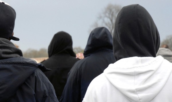 Gang of hooded youth 