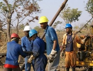 Globe's drilling crew in Malawi