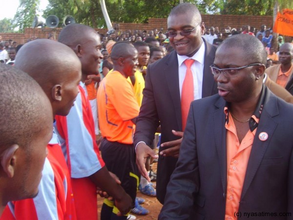 Kasambara and Chikwemba getting to know the players at the launch