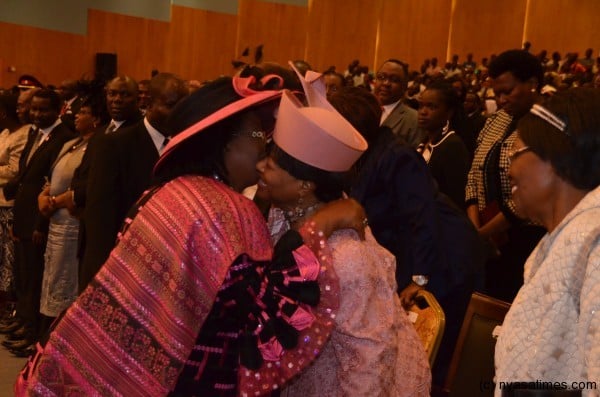 President Banda in hugs greetings
