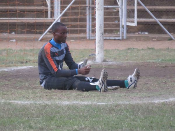 Eagles goalie John Soko in delaying tactics.- Photo by Alex Mwazalumo, Nyasa Times