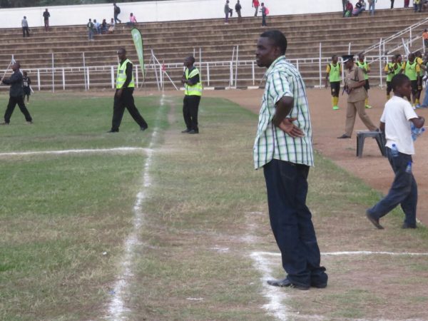 Coach Charles Manada reacts after the game.- Photo by Akex Mwazalumo, Nyasa Times