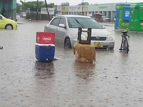 Car stranded with heavy rains affecting the roads