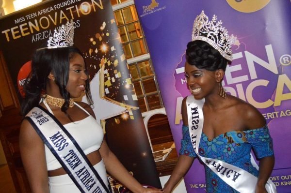 Sangwani (right) crowned Miss Teen Africa