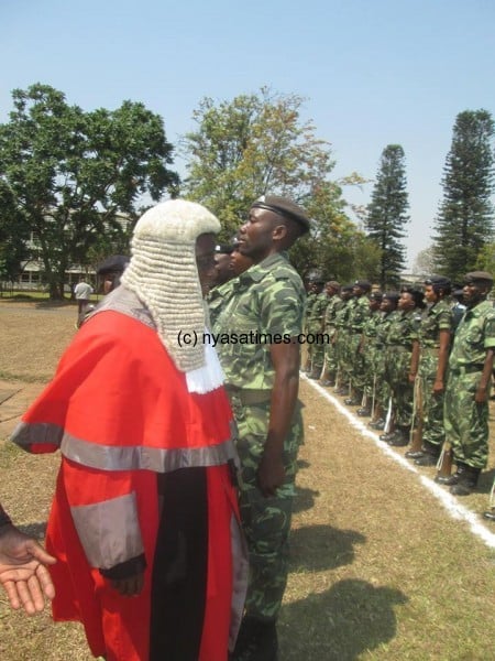 Chief Justice Msosa inspecting a guard of honour