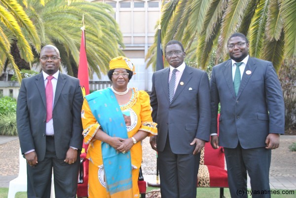 Pres. Banda, Airtel's Mtumbuka on the left, First  Gentleman retired Chief Justice Richard Banda and Roy Kachale Banda